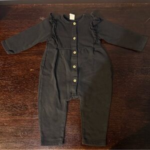H&M Charcoal Baby Romper with Button Detail